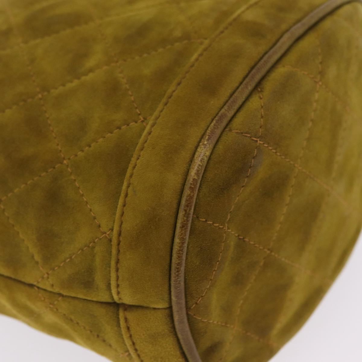 Chanel Green Suede Tassel Shoulder Bag corner detail