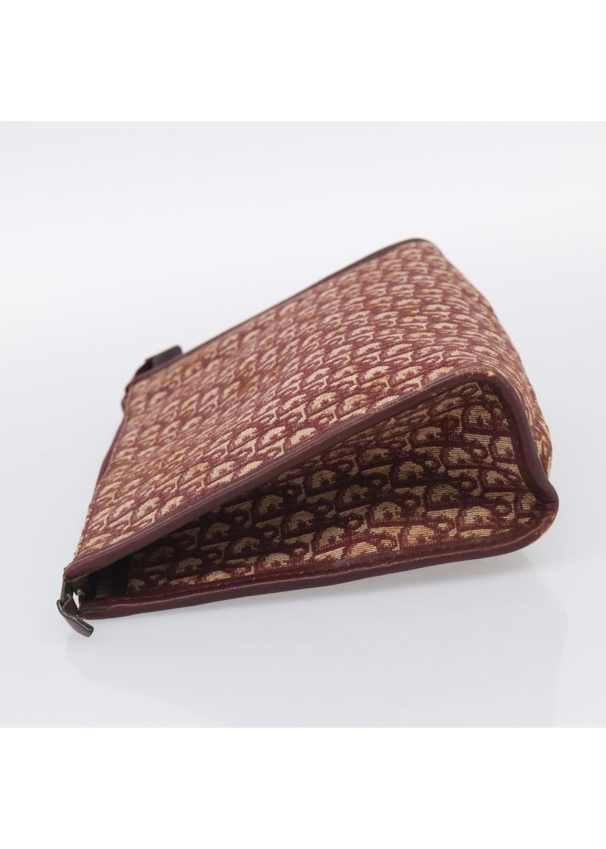 Dior Burgundy Oblique Canvas Clutch side