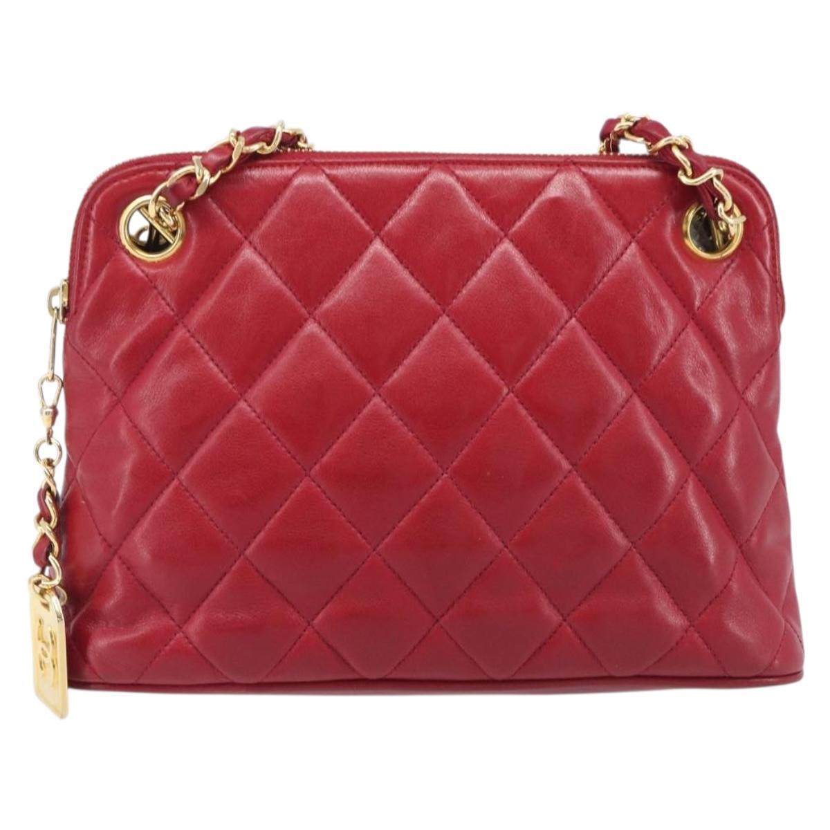 Chanel Red Quilted Lambskin Shoulder Bag front