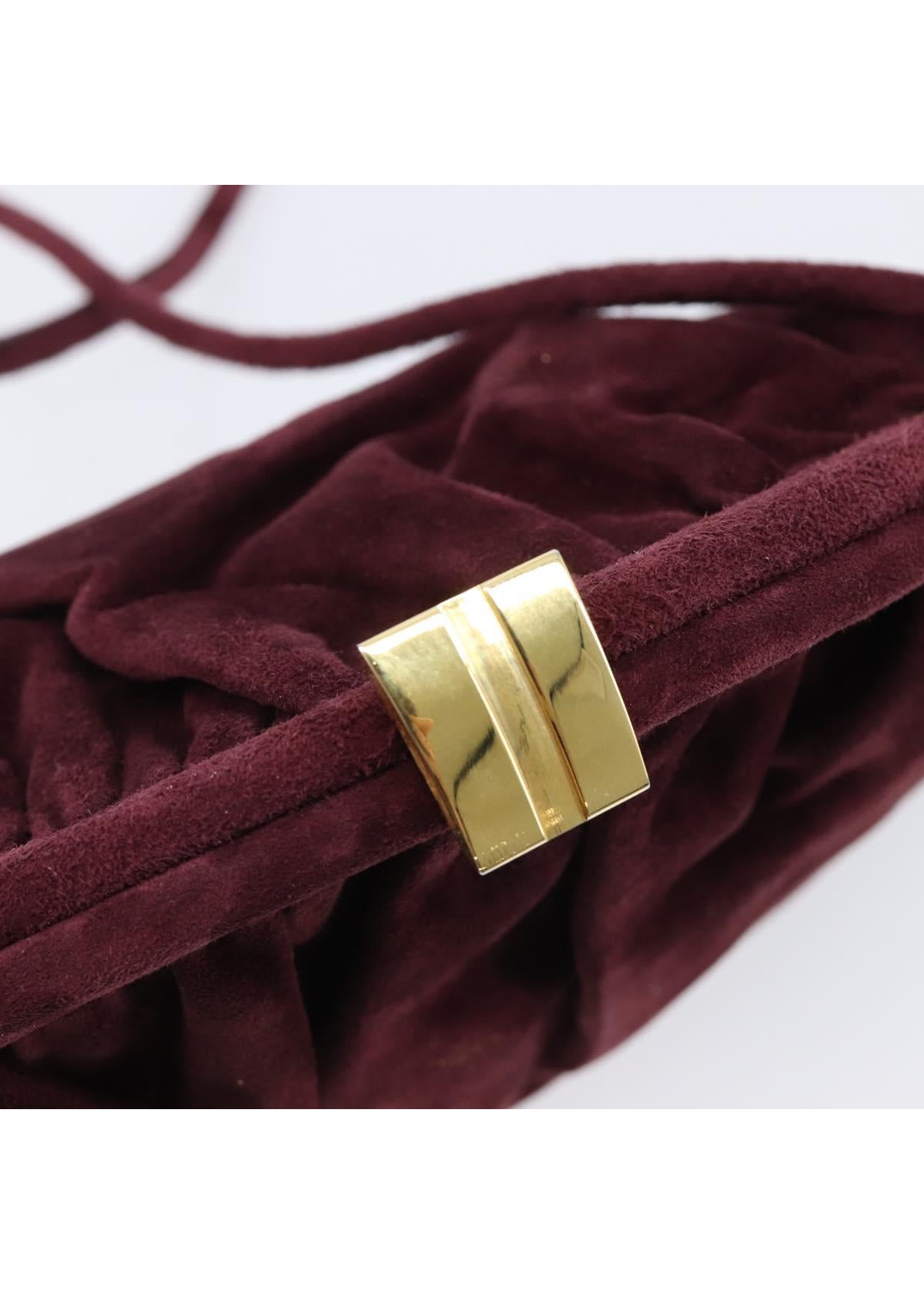 Ferragamo Burgundy Suede Shoulder Bag hardware