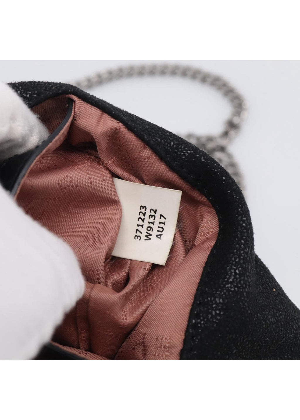 Stella McCartney Black Falabella Shoulder Bag brand stamp