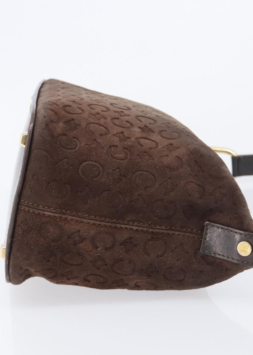 Celine Brown Suede Macadam Shoulder Bag side