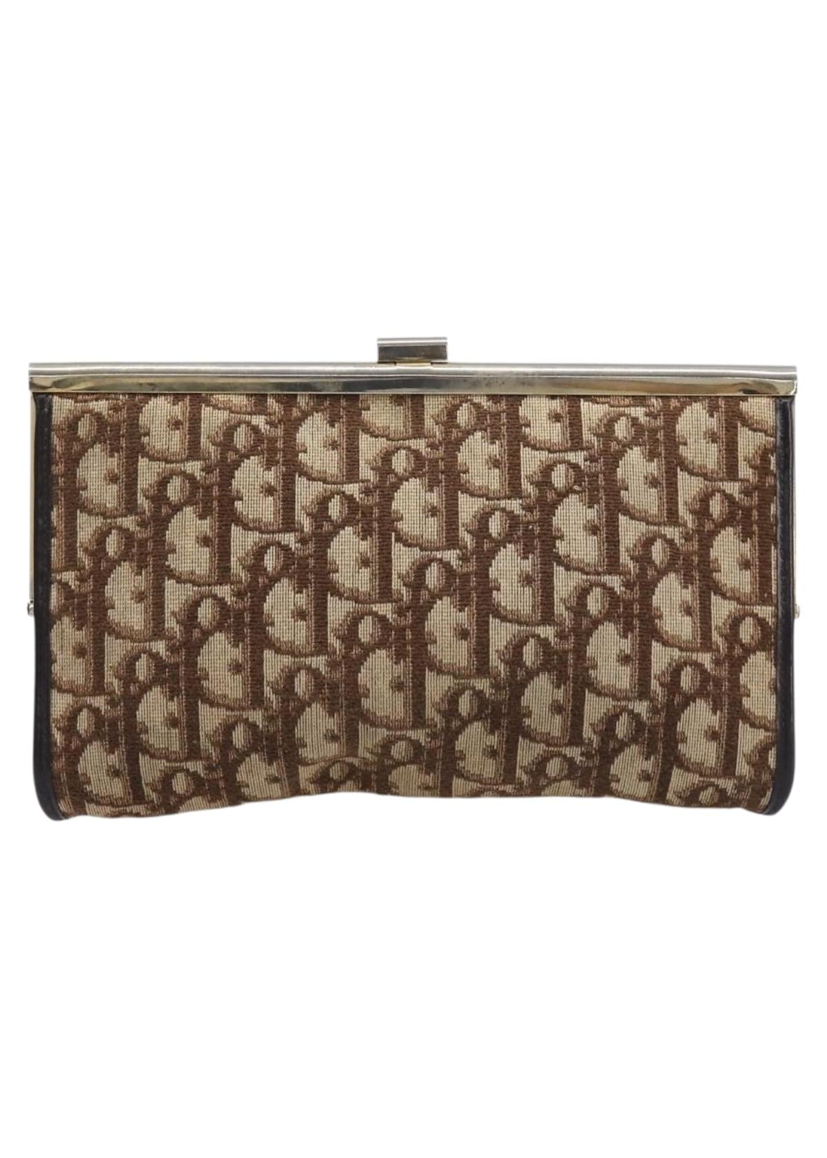 Dior Brown Oblique Canvas Clasp Clutch back