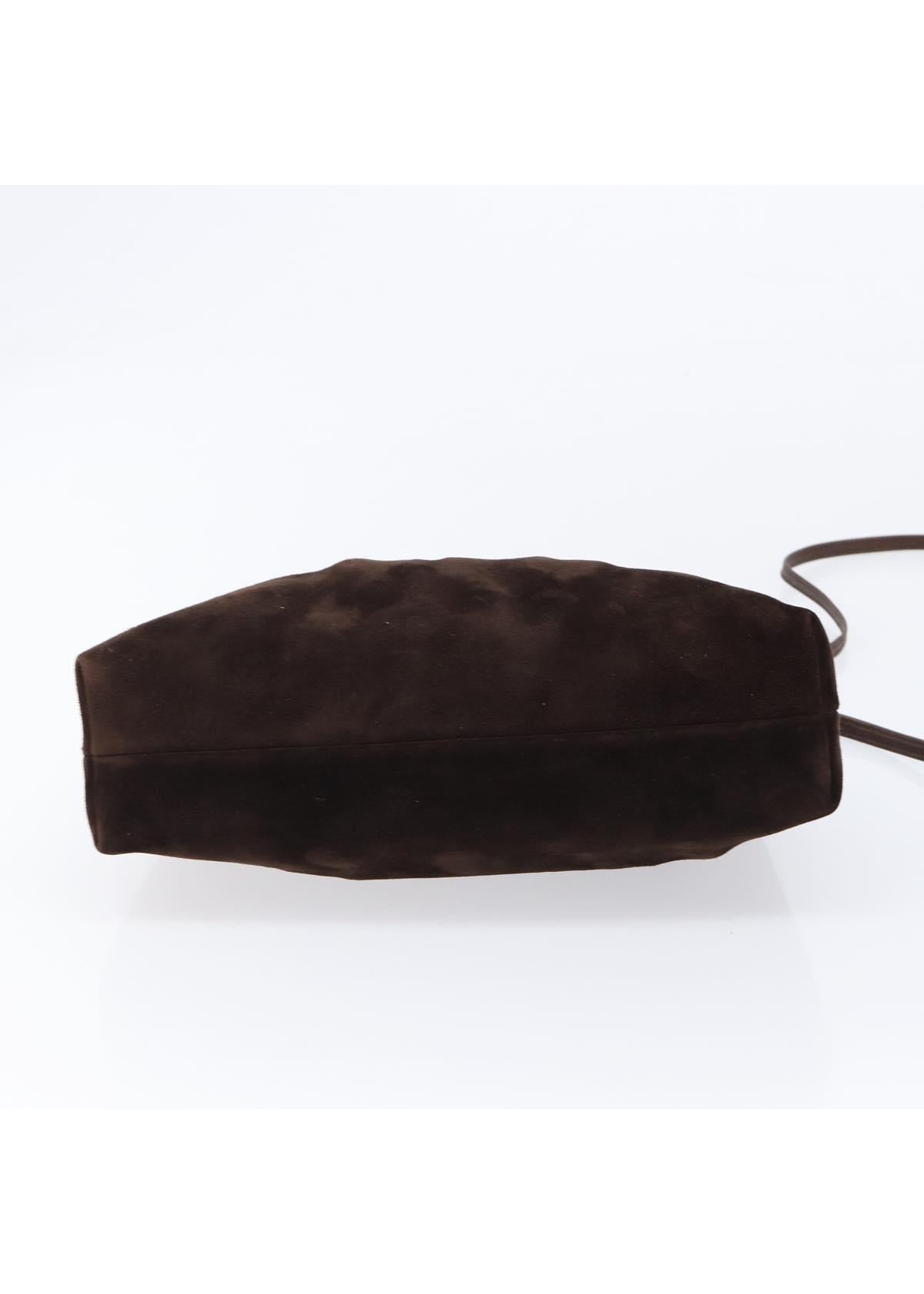 Ferragamo Brown Suede Shoulder Bag base