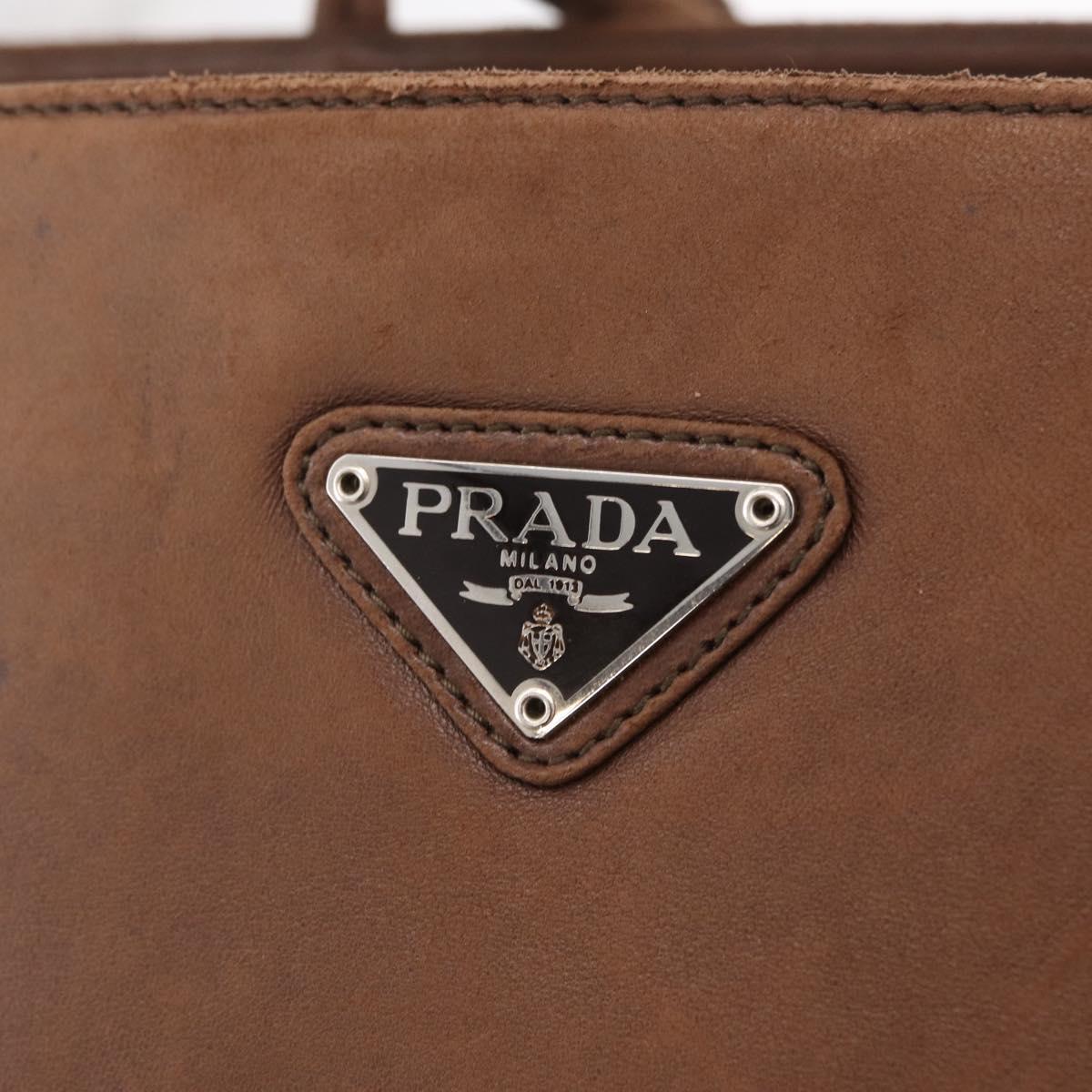 Prada Brown Leather Tote triangle logo