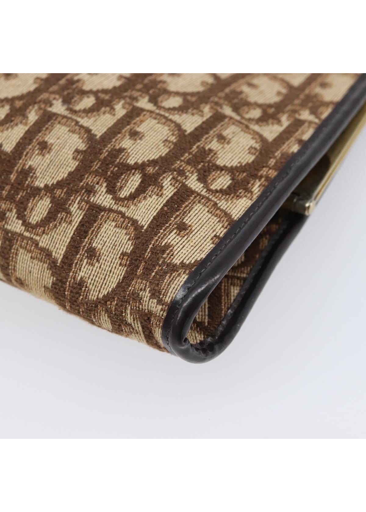 Dior Brown Oblique Canvas Clasp Clutch corner