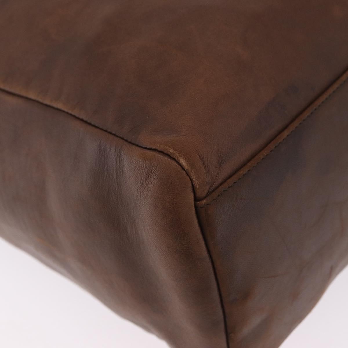 Prada Brown Leather Tote corner detail