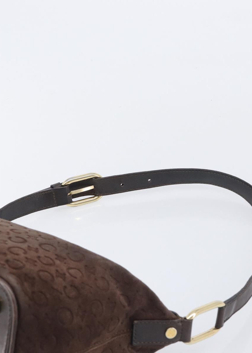 Celine Brown Suede Macadam Shoulder Bag strap