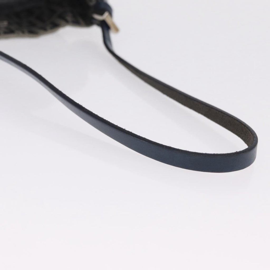 Fendi Navy Zucchino Canvas Bucket Bag strap