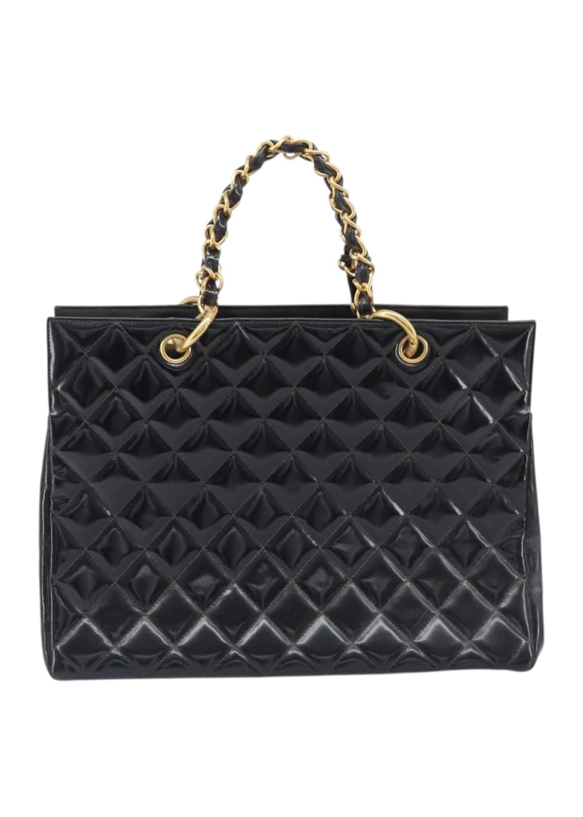 Chanel Black Patent Grand Shopping Tote back