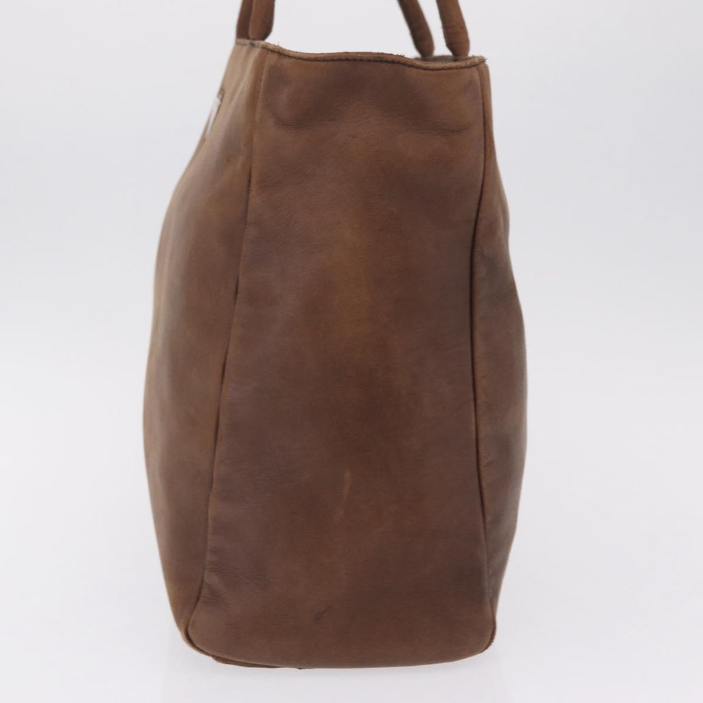 Prada Brown Leather Tote side