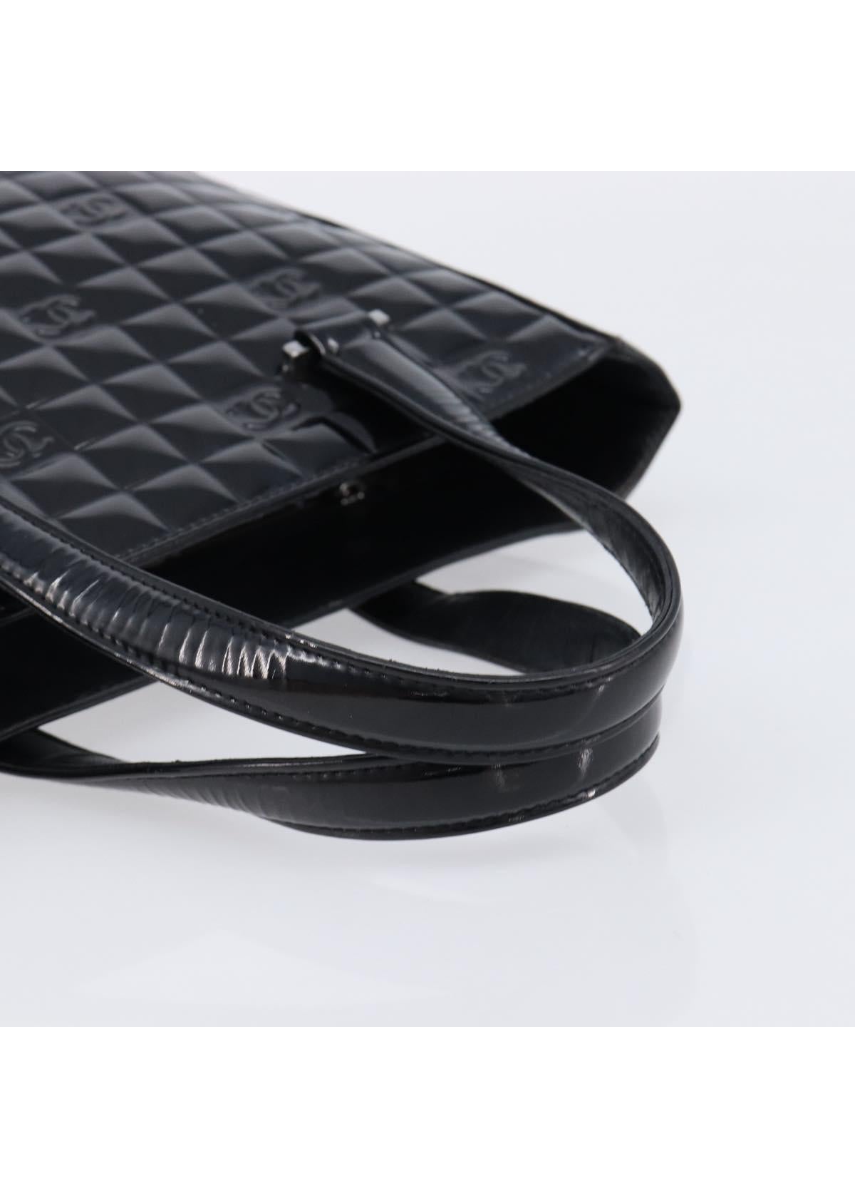 Chanel Black Patent Chocolate Bar Handbag handles
