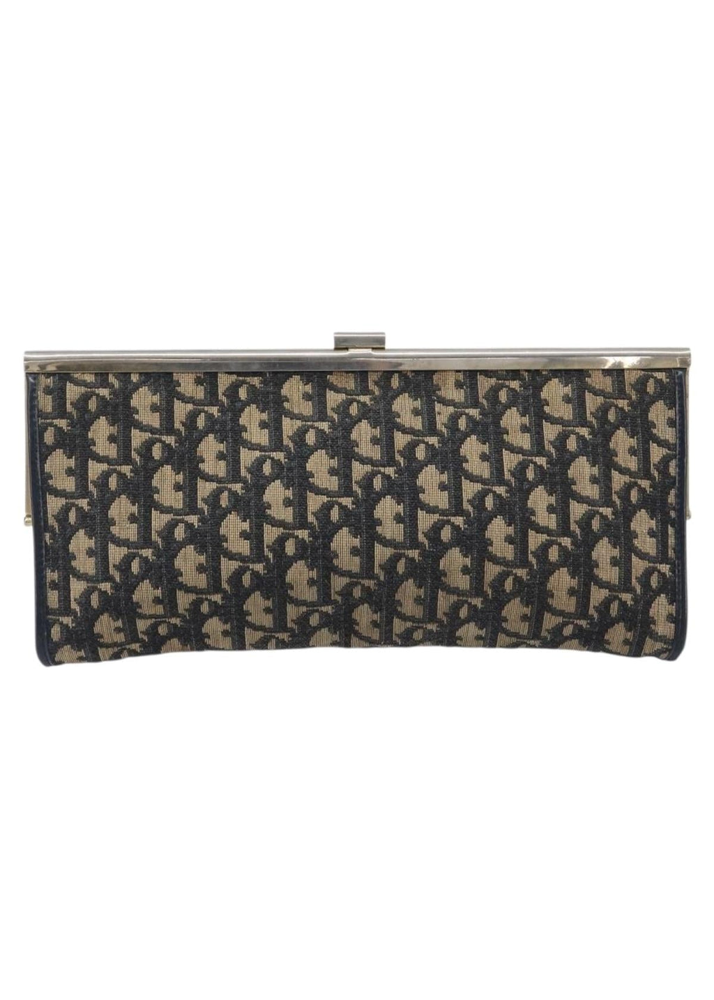 Dior Navy Monogram and Gold Clutch back