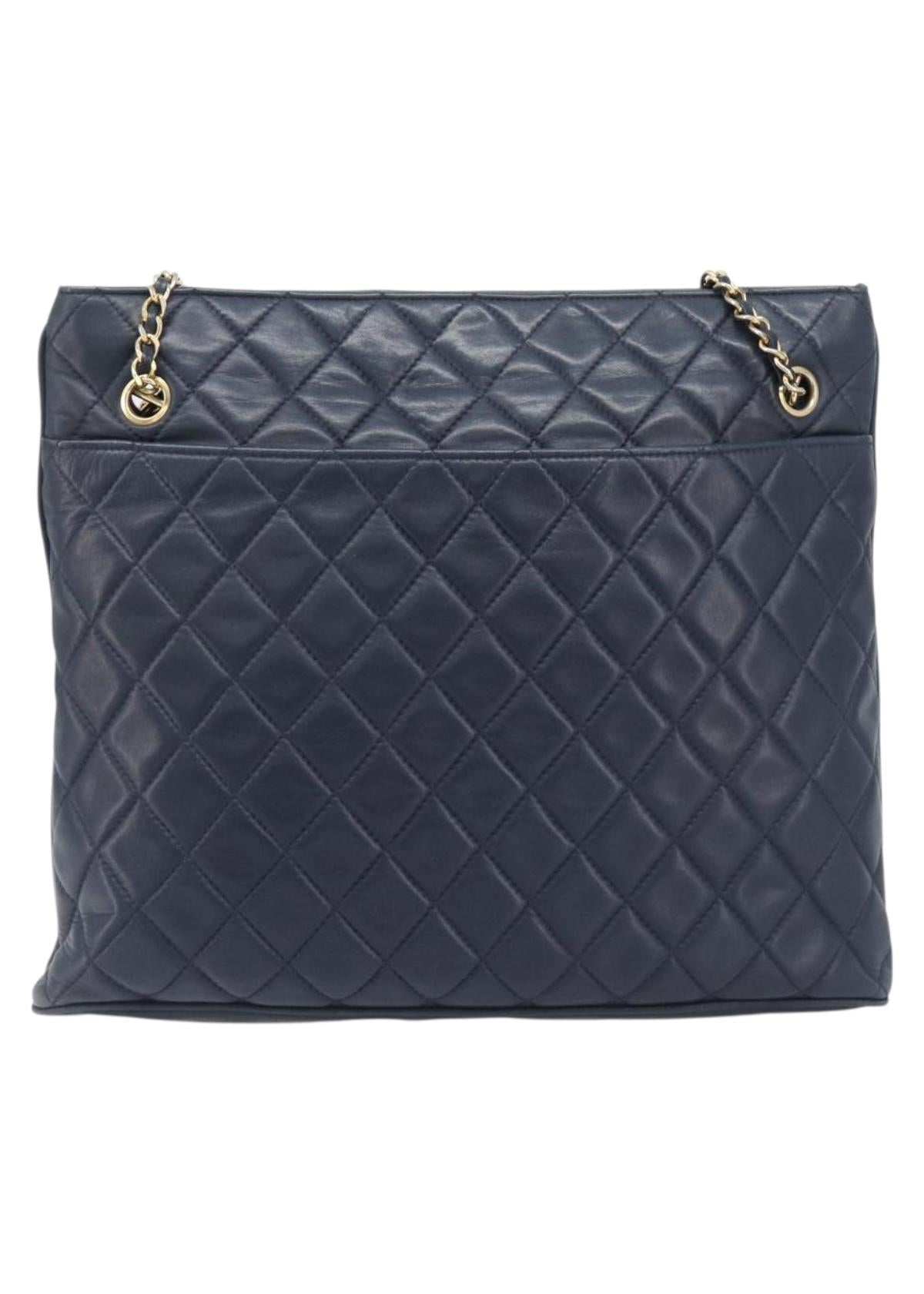 Chanel Navy Quilted Shoulder Bag front