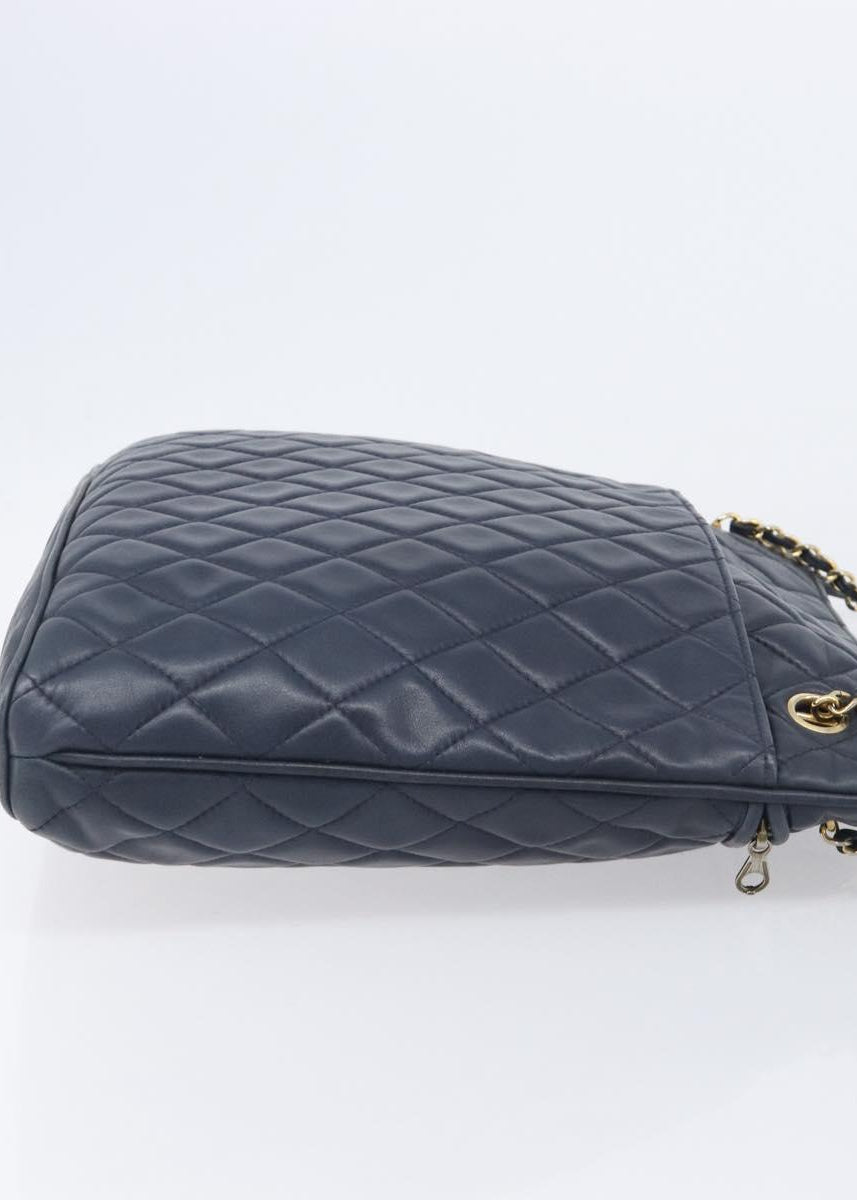 Chanel Navy Quilted Shoulder Bag side
