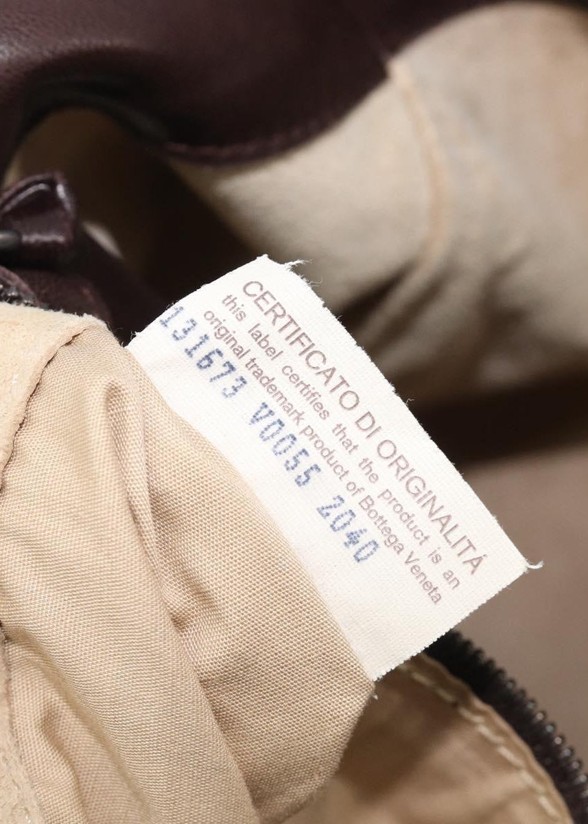 Bottega Veneta Brown Leather Hobo Bag serial tag