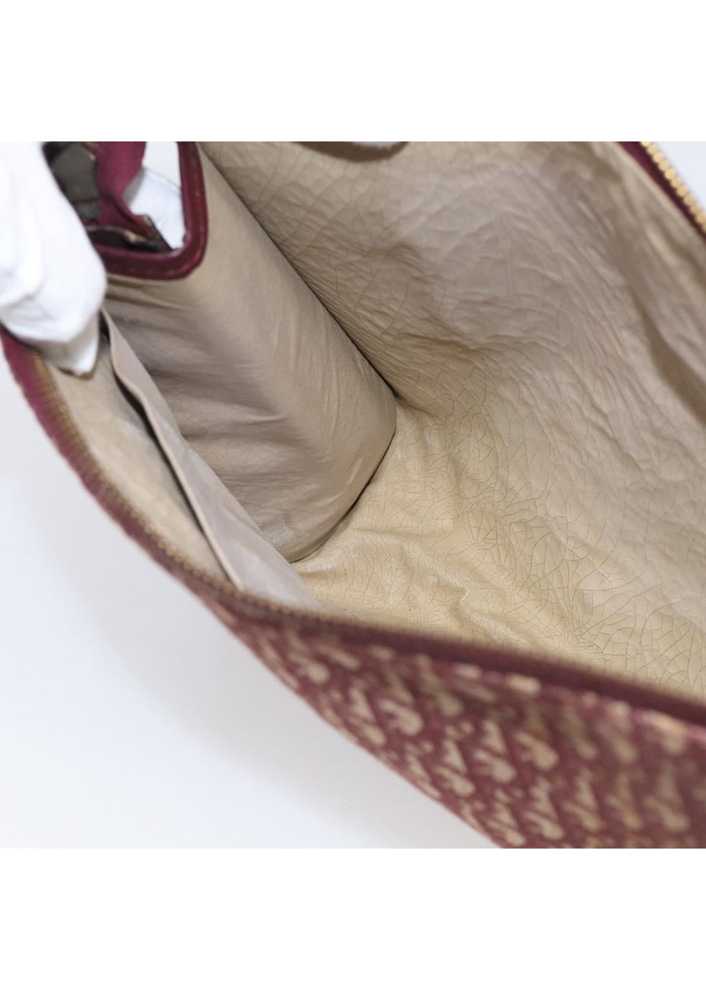 Dior Burgundy Oblique Canvas Clutch interior lining