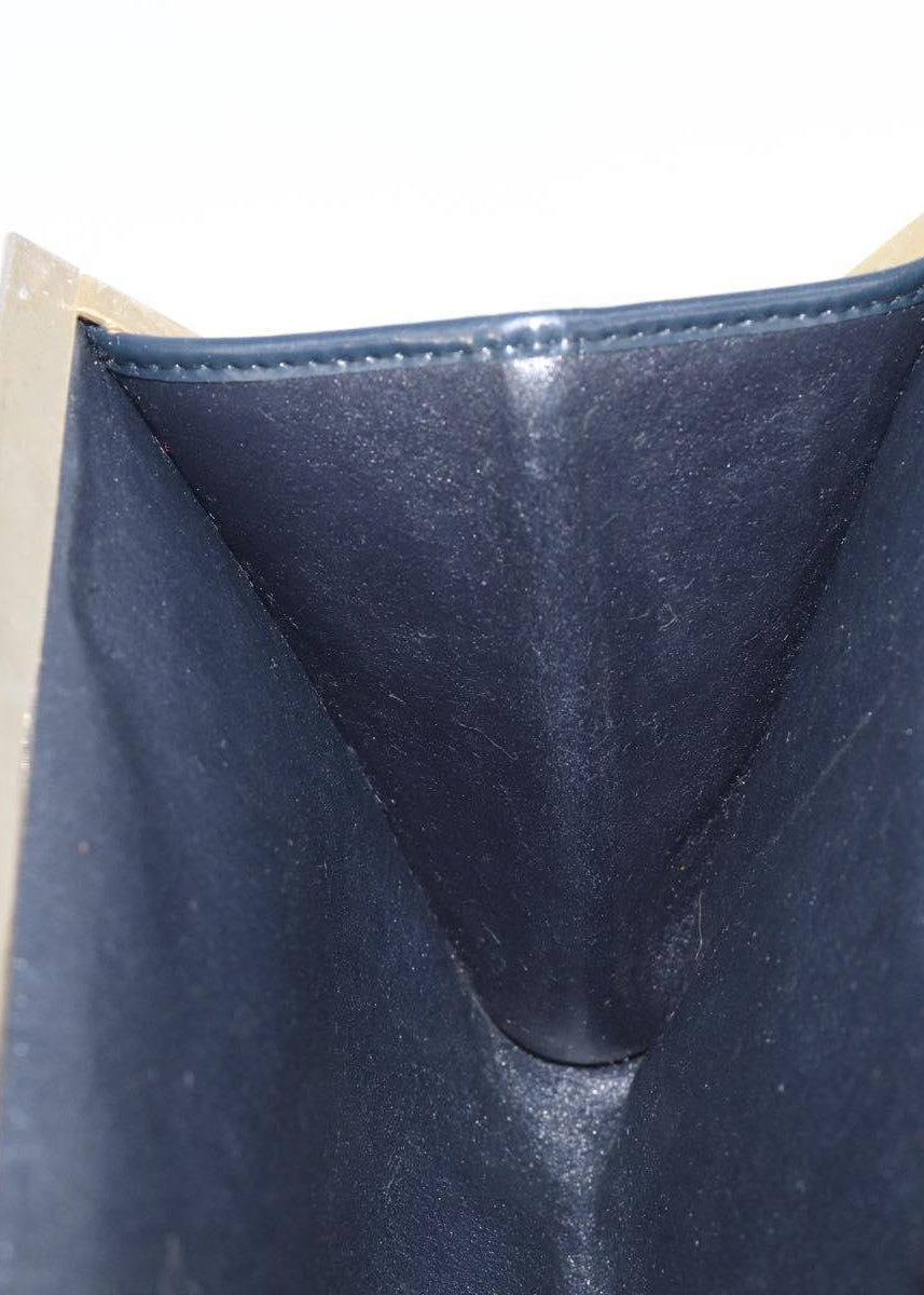 Dior Navy Monogram and Gold Clutch interior