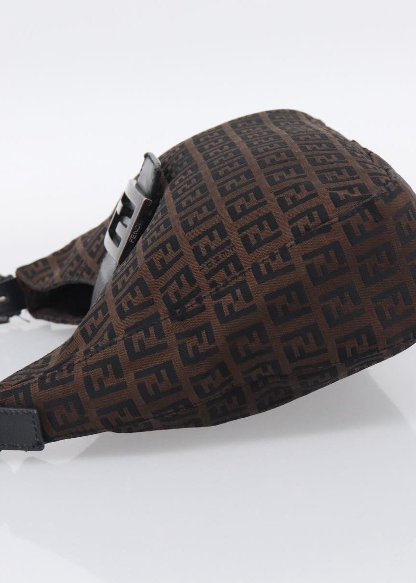 Fendi Chocolate Brown Zucchino Swoop Baguette side