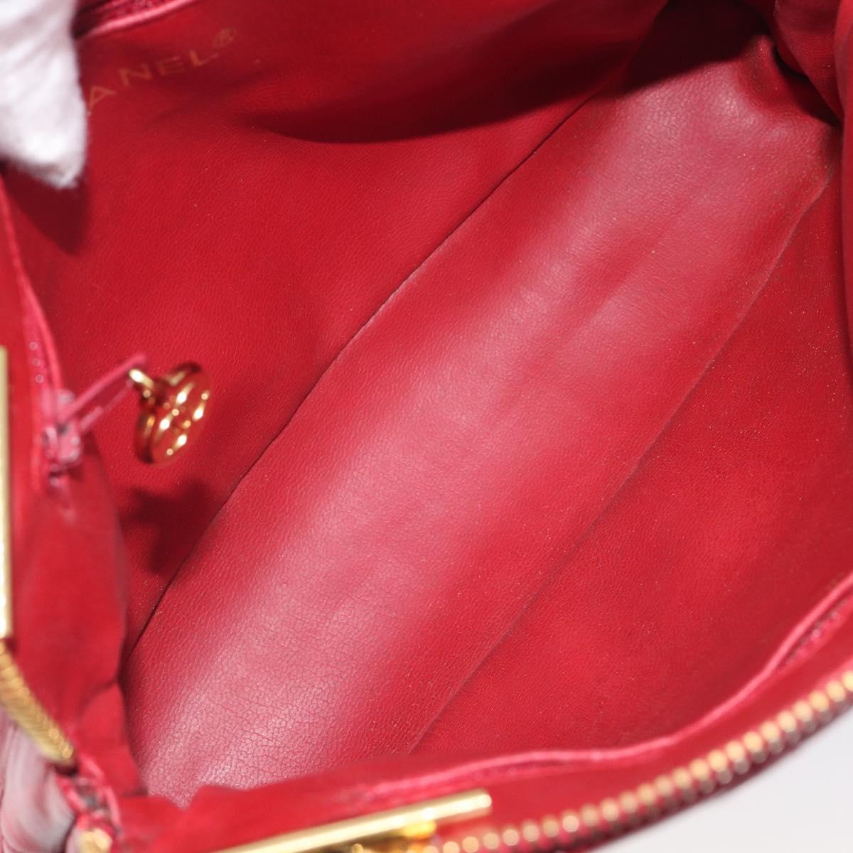 Chanel Red Quilted Lambskin Shoulder Bag interior