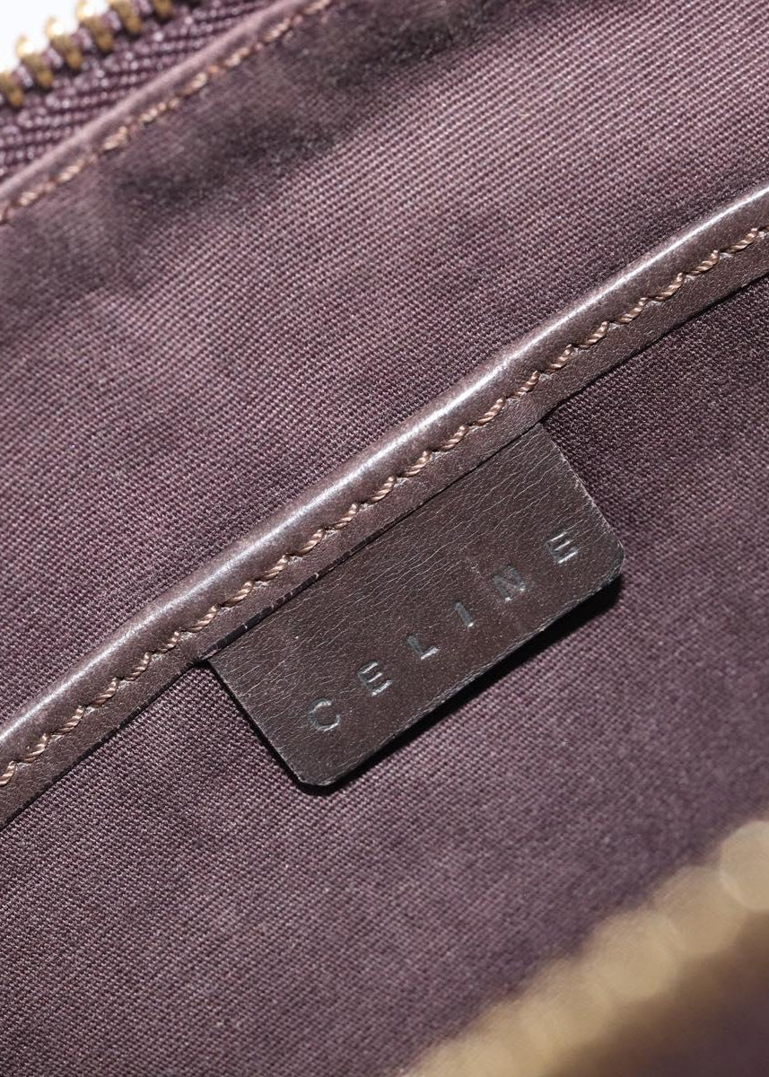 Celine Brown Suede Macadam Shoulder Bag interior