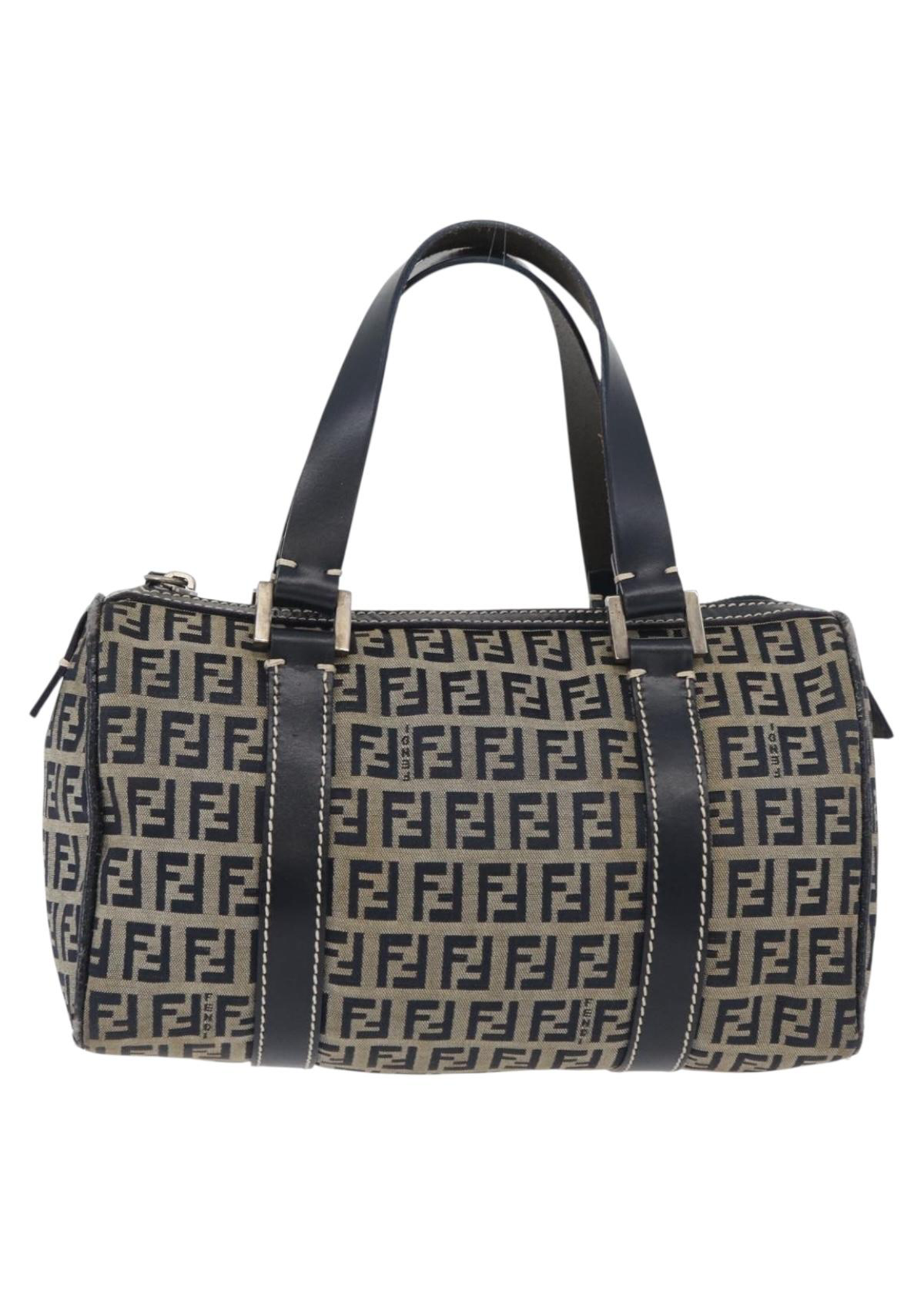 Fendi Navy Zucchino Boston Bag