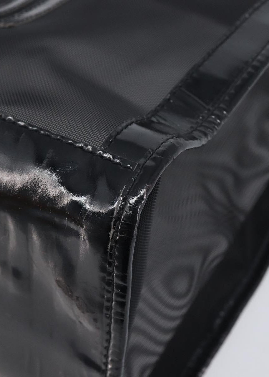 Fendi Black Patent Mesh Tote corner detail