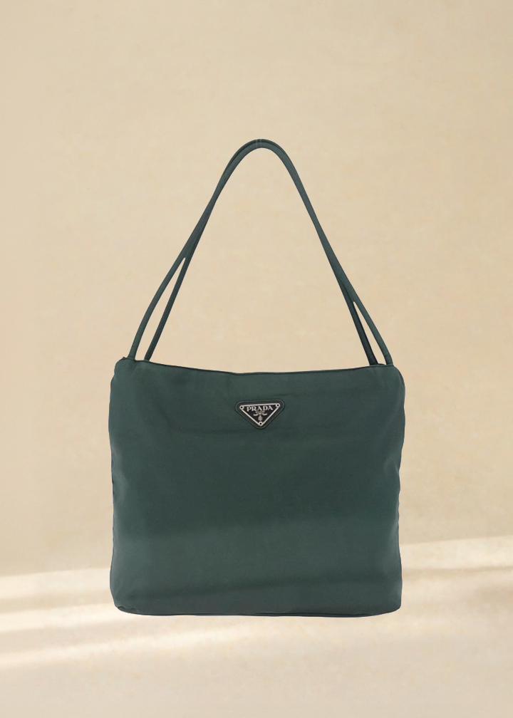 Prada Green Nylon Shoulder Bag
