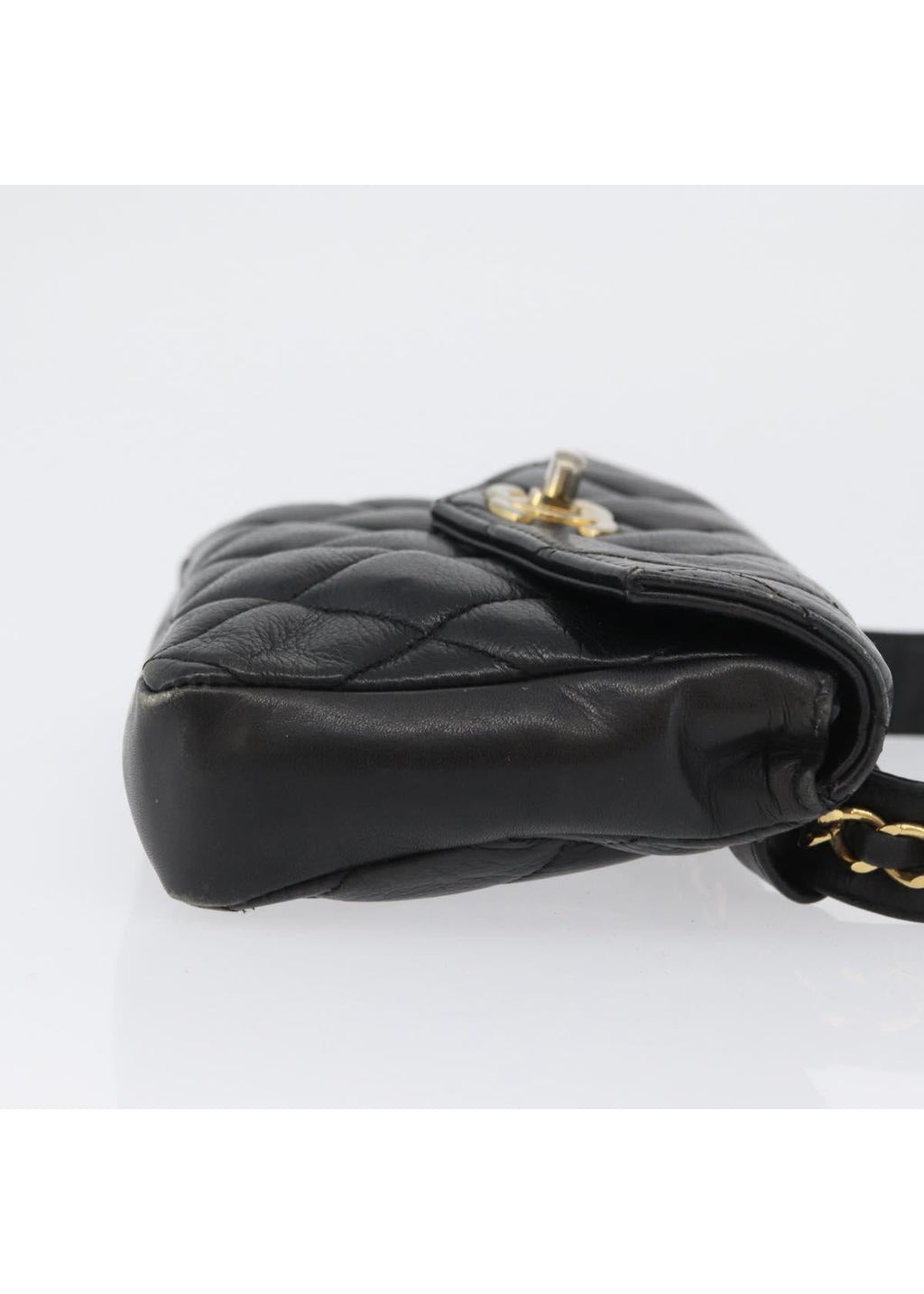 Chanel Black Quilted Leather Belt Bag side