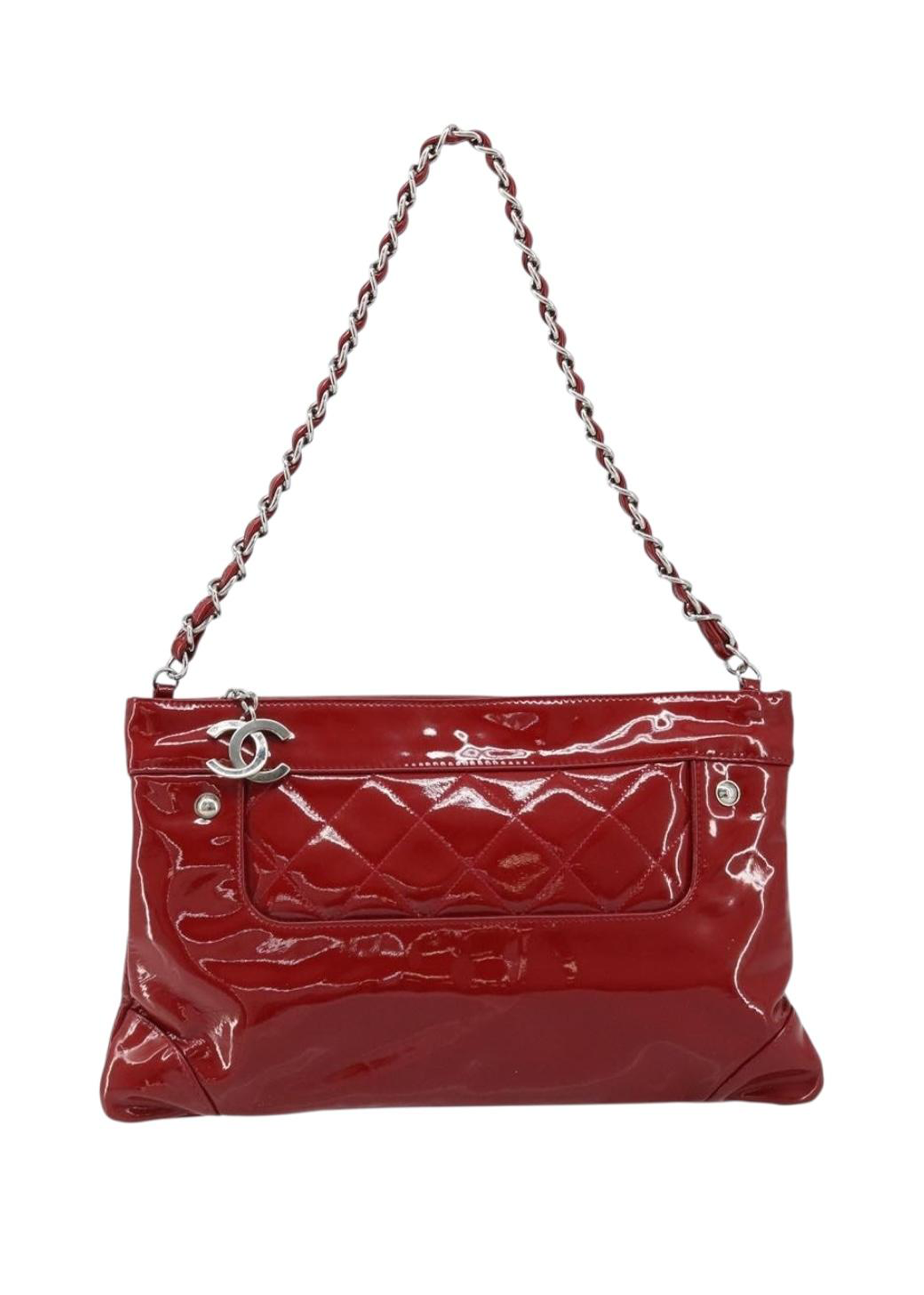 Chanel Quilted Red Patent Shoulder Bag