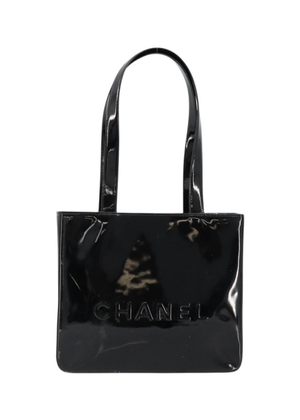 Chanel Black Patent Logo Tote