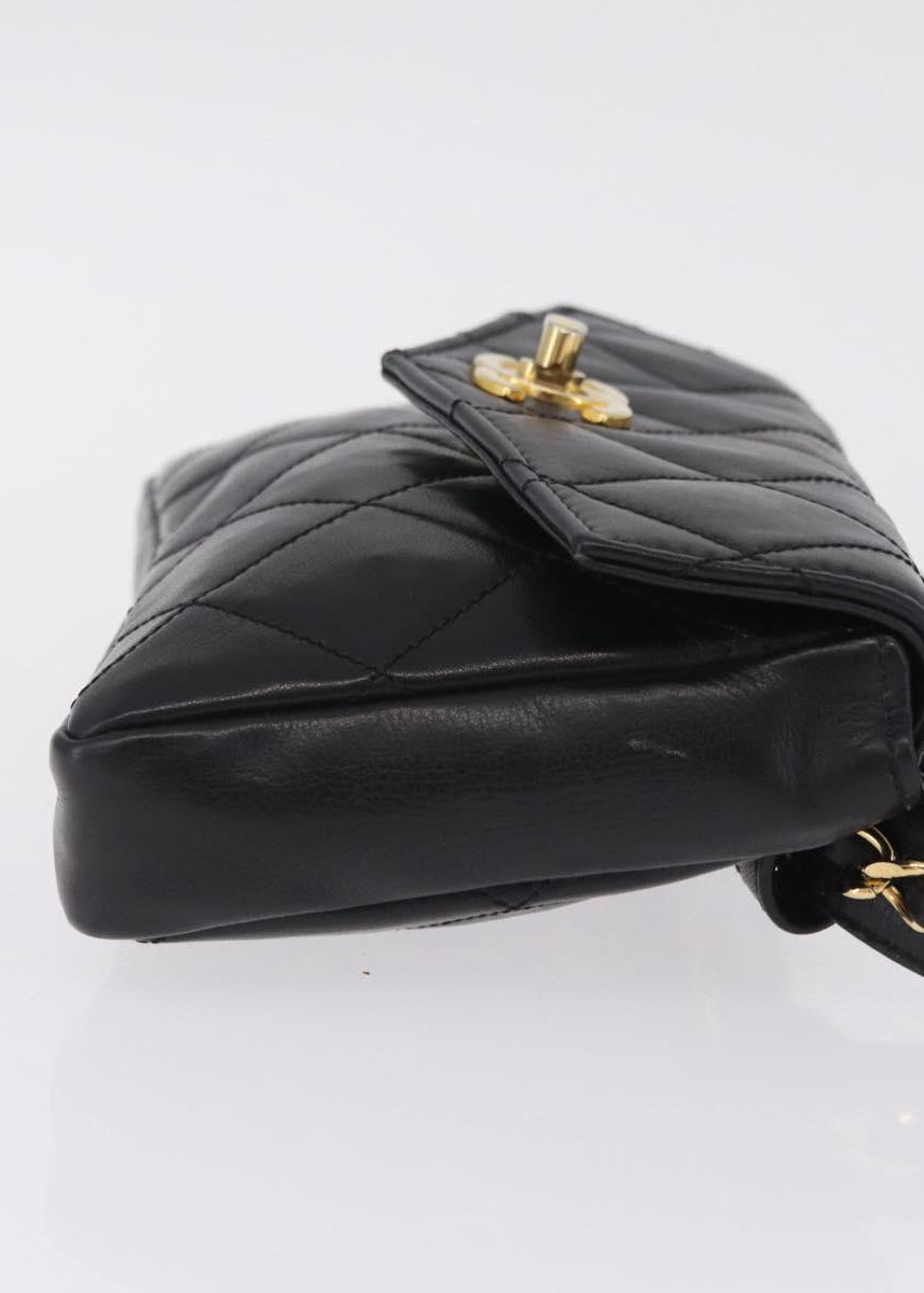 Chanel Black and Gold Quilted Belt Bag side