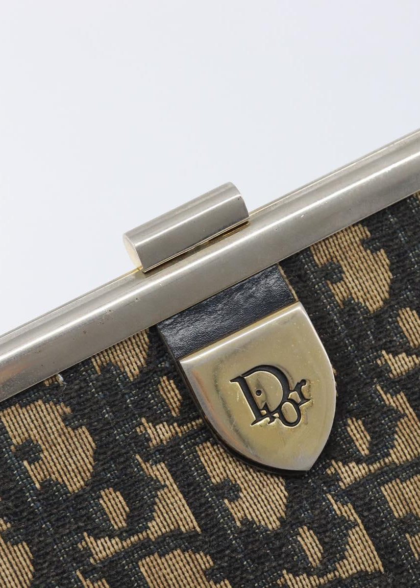 Dior Navy Monogram and Gold Clutch clasp