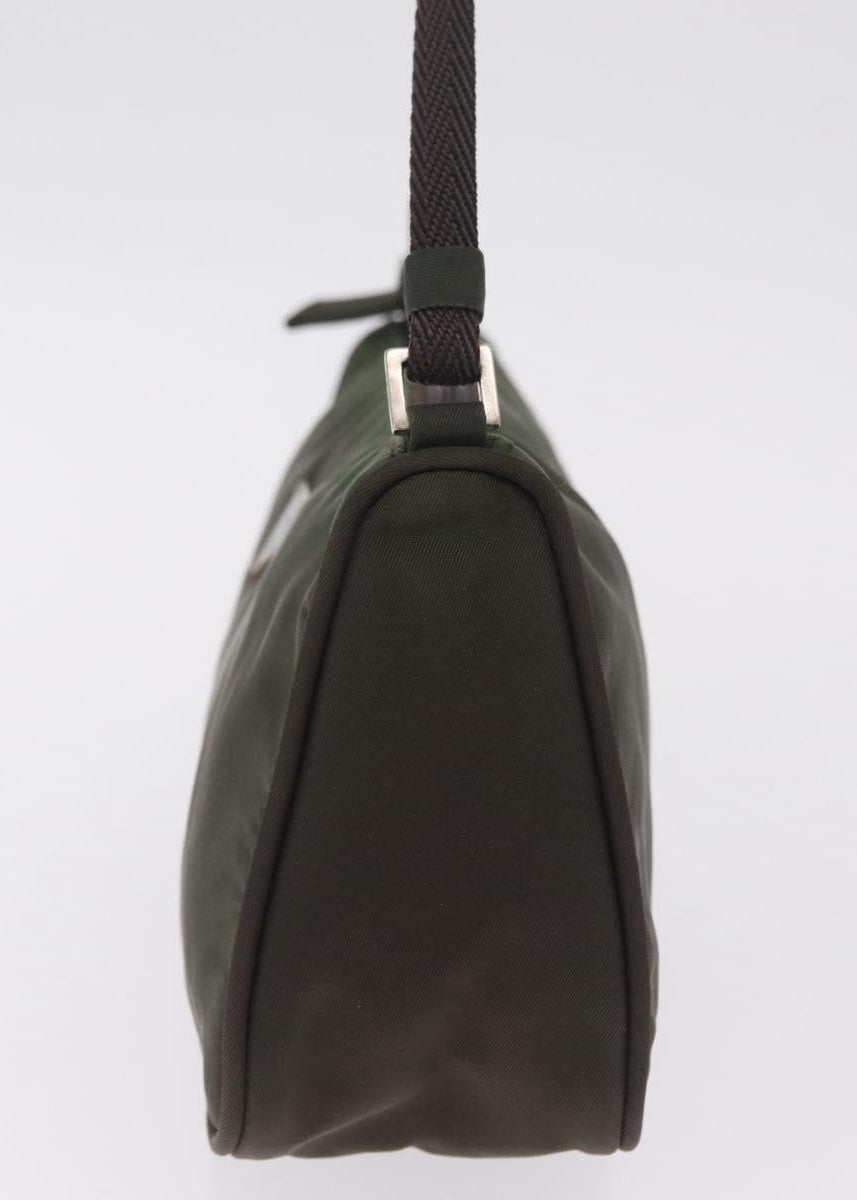 Prada Hunter Green Nylon Pochette side