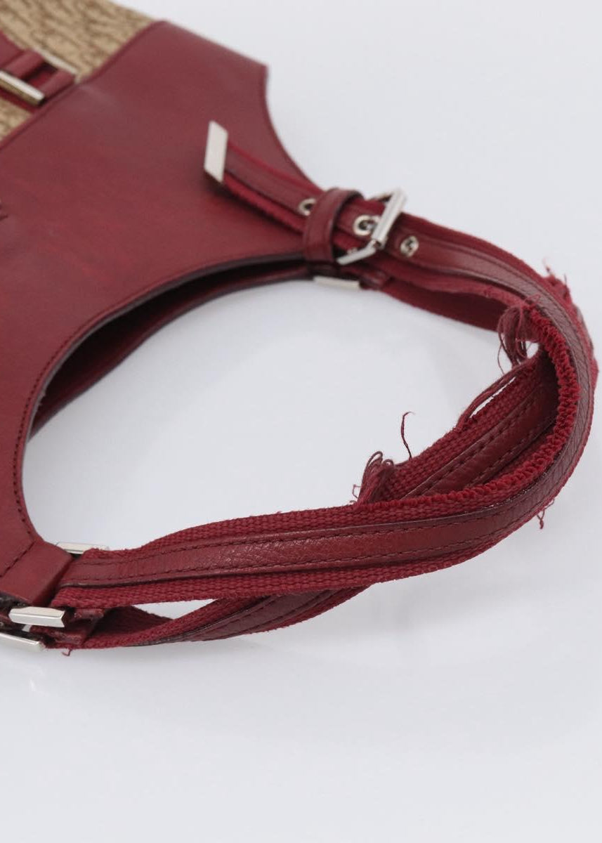 Dior Red and Monogram Tote handles
