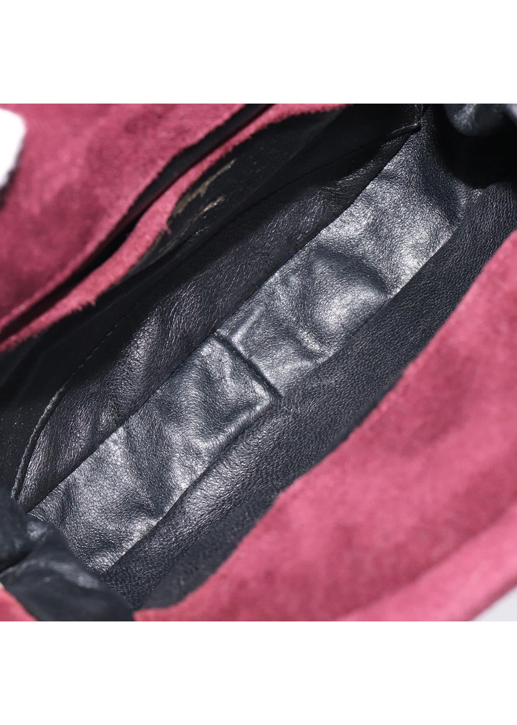 Ferragamo Burgundy Suede Shoulder Bag interior