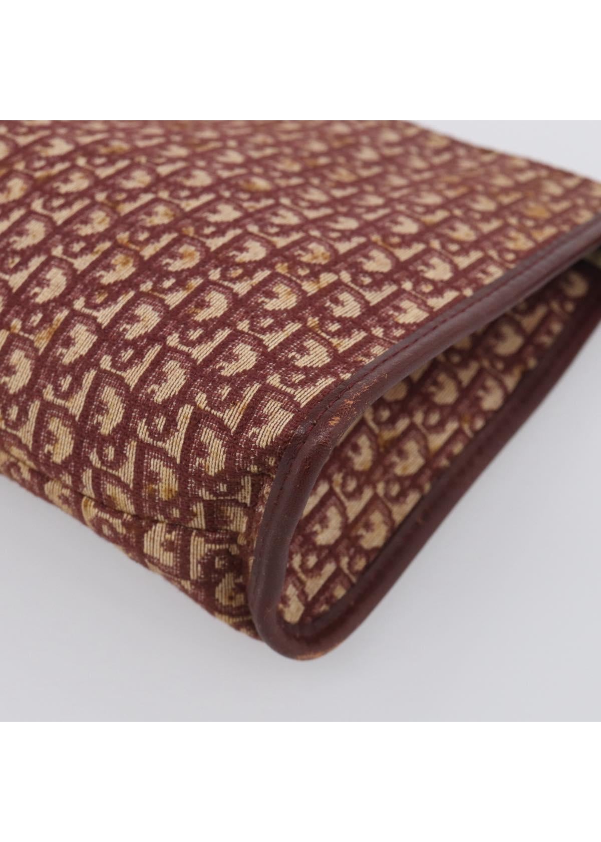 Dior Burgundy Oblique Canvas Clutch corner