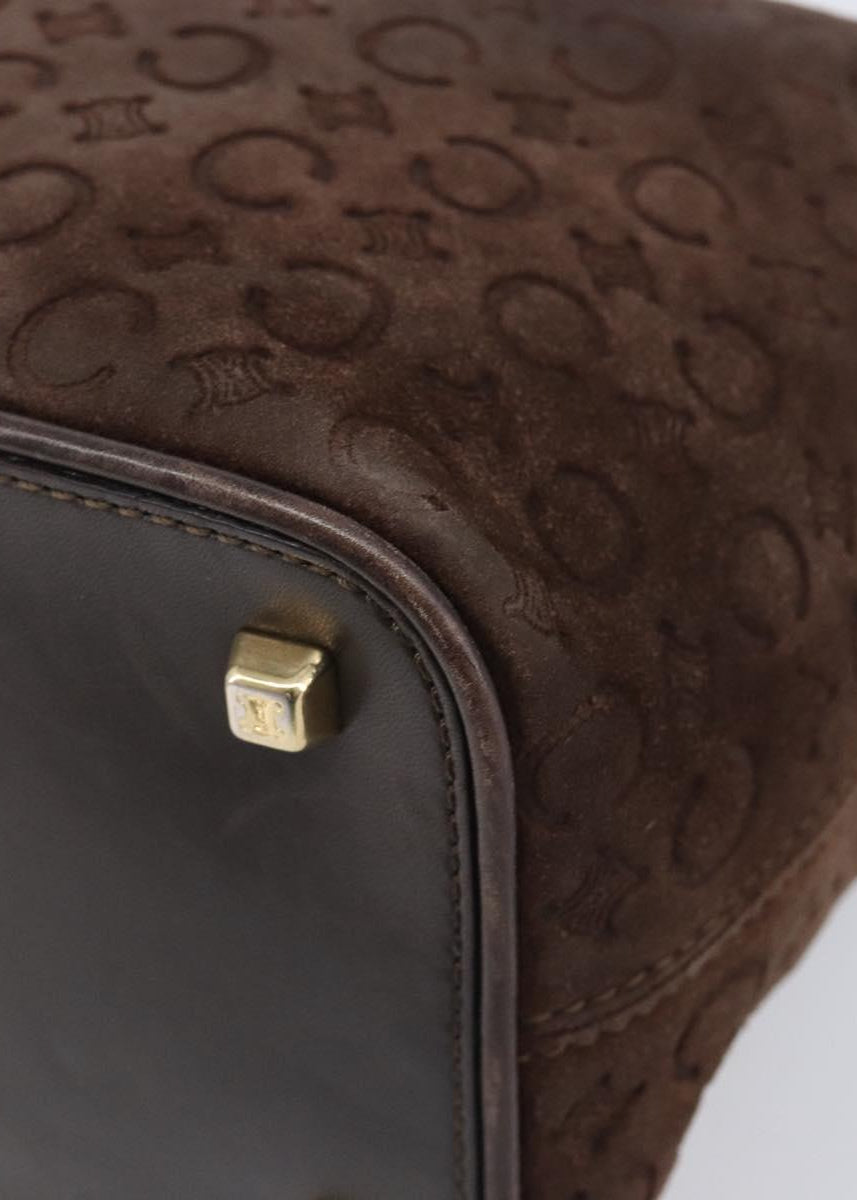 Celine Brown Suede Macadam Shoulder Bag corner detail