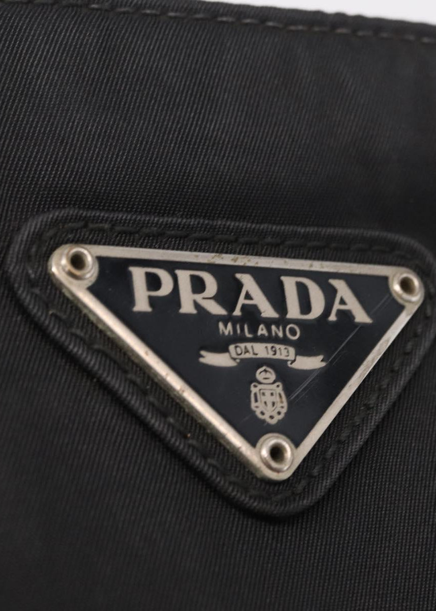 Prada Black Nylon Large Tote logo plaque