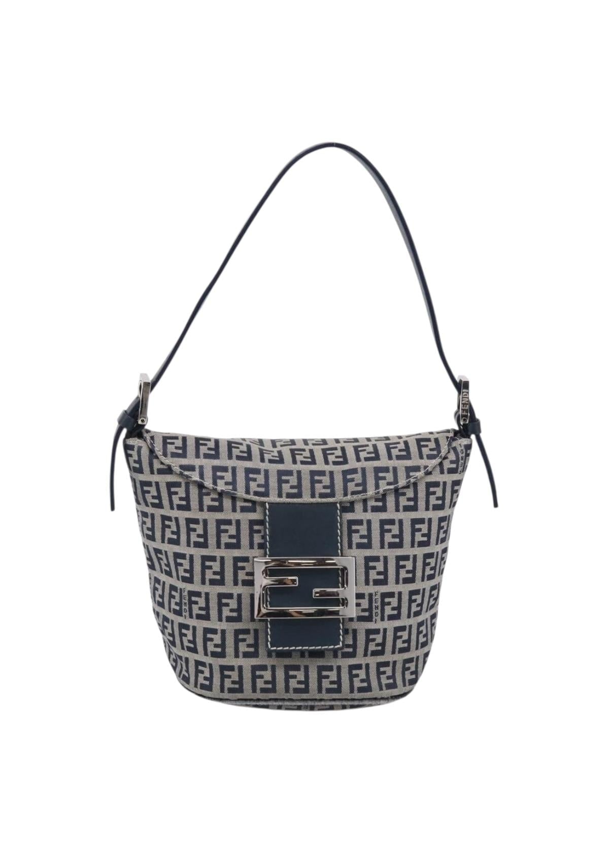 Fendi Navy Zucchino Mini Shoulder Bag front