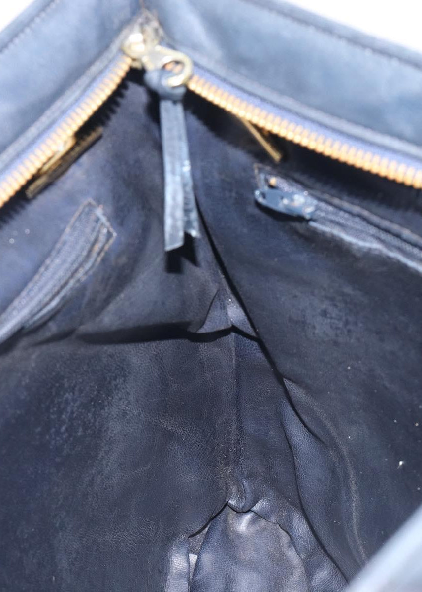 Chanel Navy Quilted Shoulder Bag interior