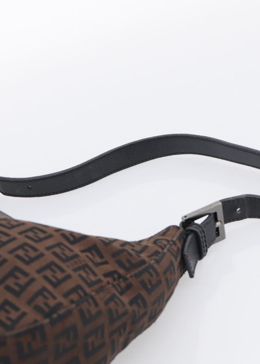 Fendi Chocolate Brown Zucchino Swoop Baguette strap