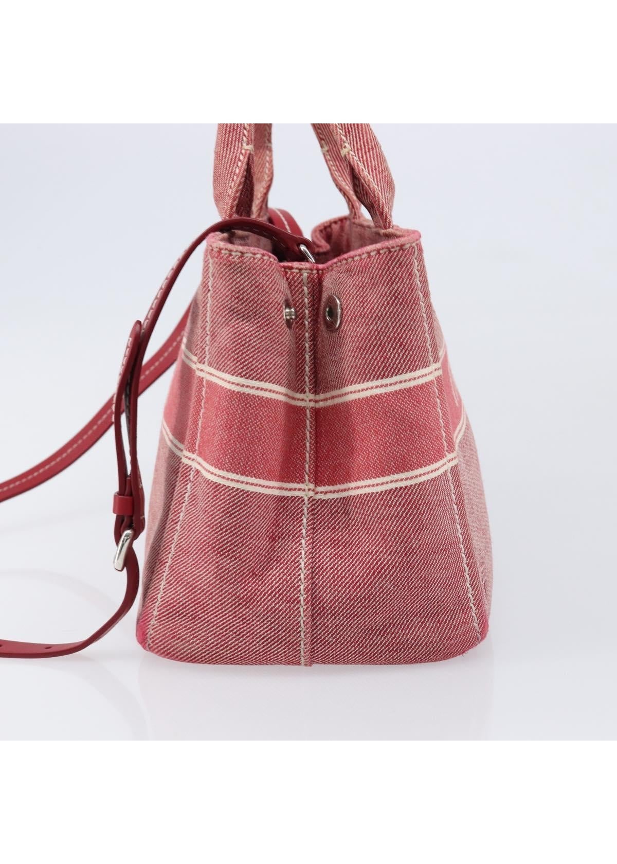 Miu Miu Red Denim Spellout Tote side