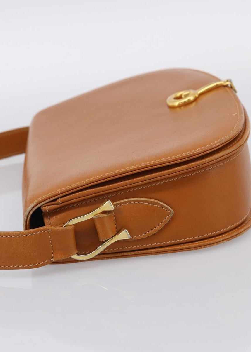 Gucci Tan Leather Horsebit Shoulder Bag side