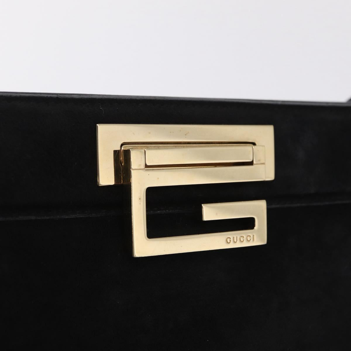Gucci Tom Ford Black Suede Shoulder Bag G logo hardware