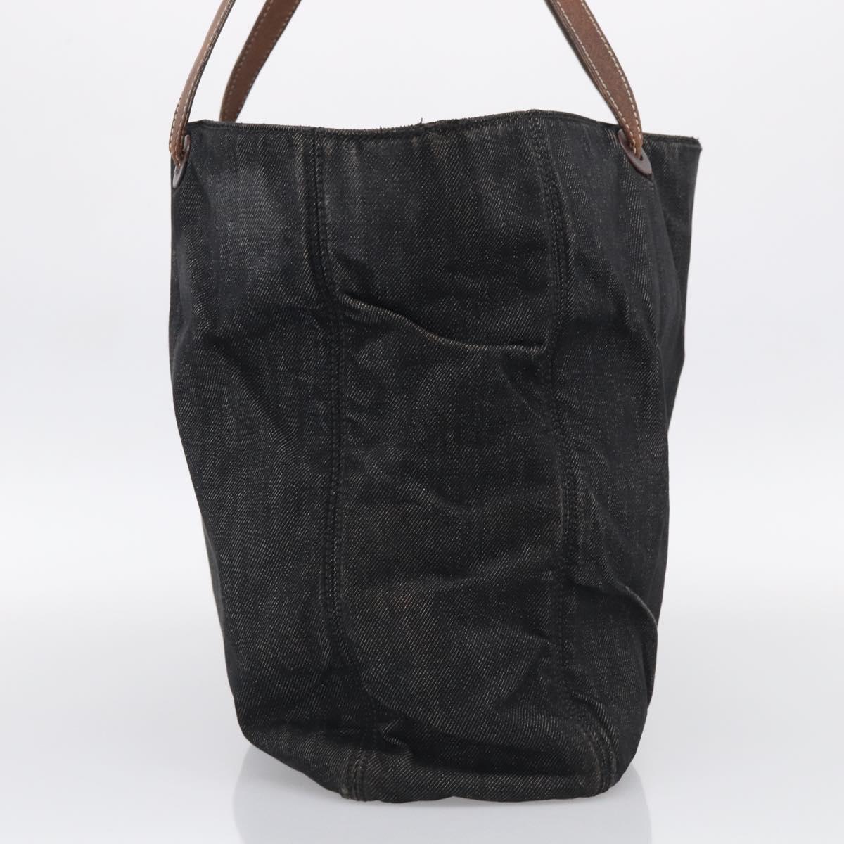 Chanel Black Denim Tote side