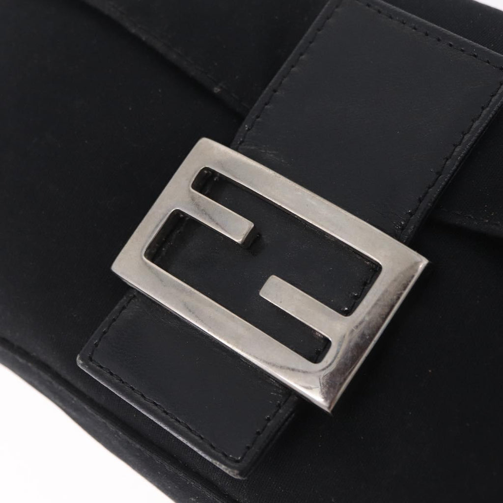Fendi Black Cotton Jersey Baguette FF logo clasp