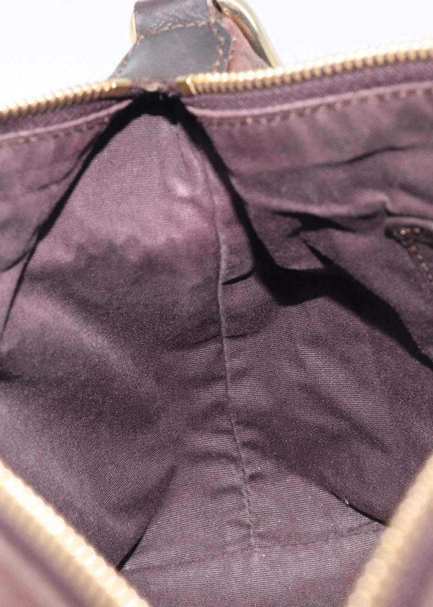 Celine Brown Suede Macadam Shoulder Bag interior detail