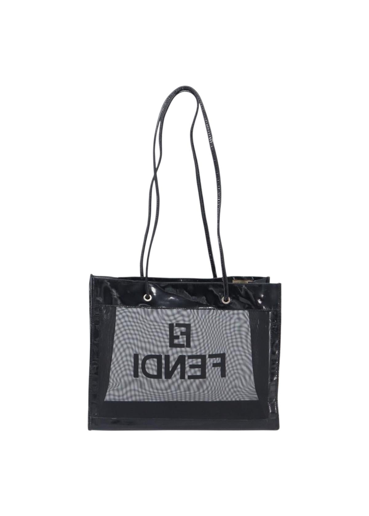Fendi Black Patent Mesh Tote back