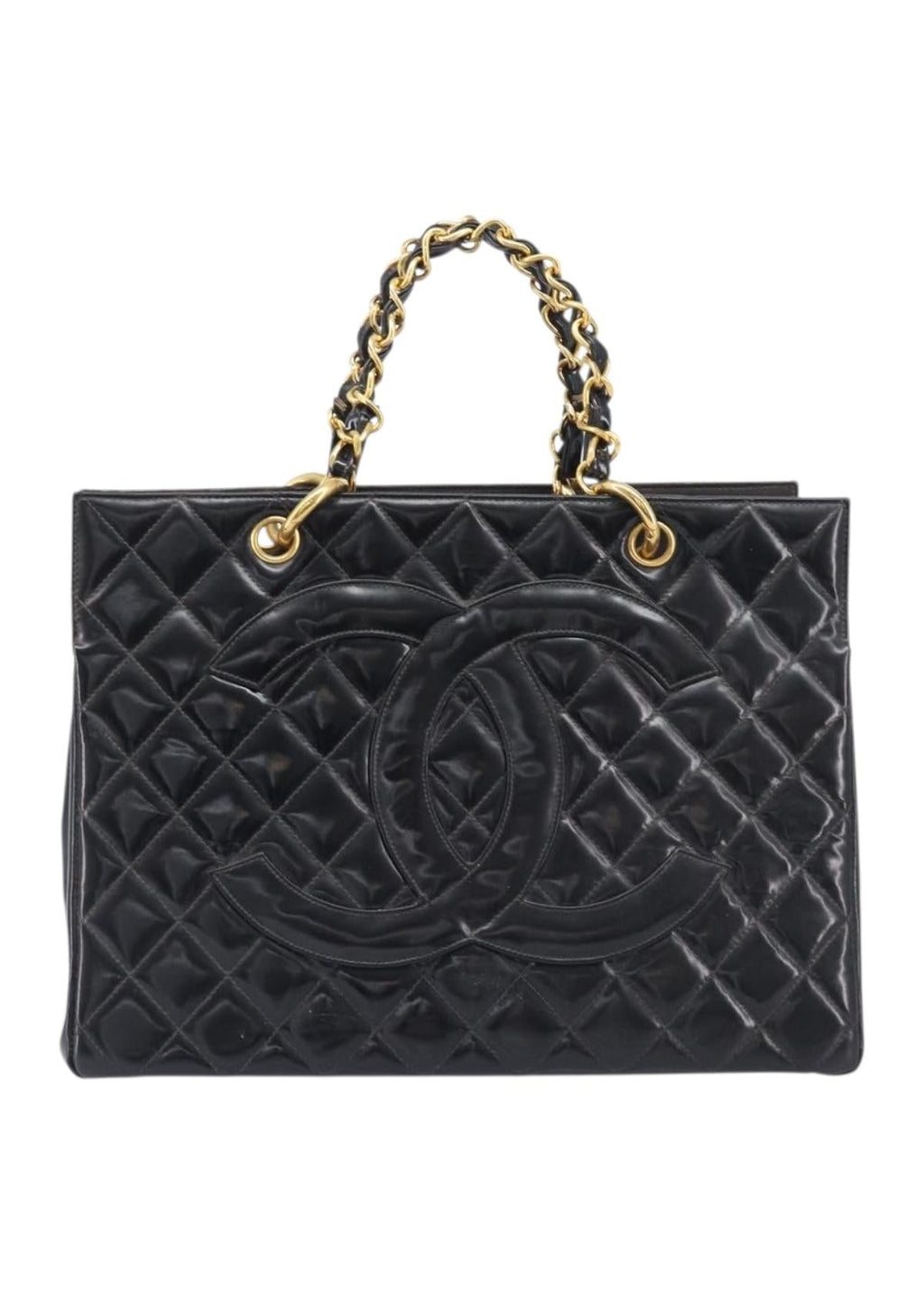 Chanel Black Patent Grand Shopping Tote front